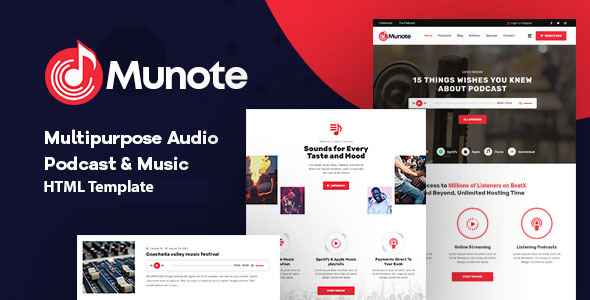 Munote - Audio Podcast & Music HTML Template