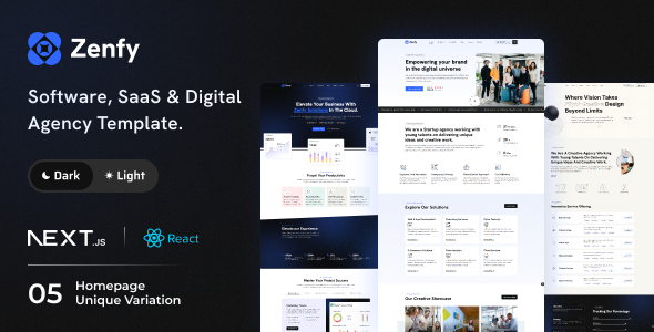 Zenfy - Software, SaaS & Digital Agency React Next JS Template