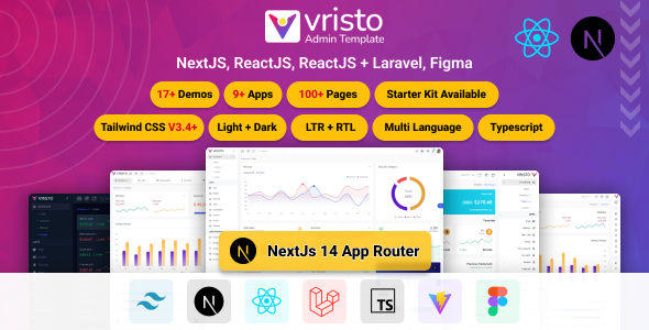 Preview image for Vristo - React, Next.js Tailwind Admin Template