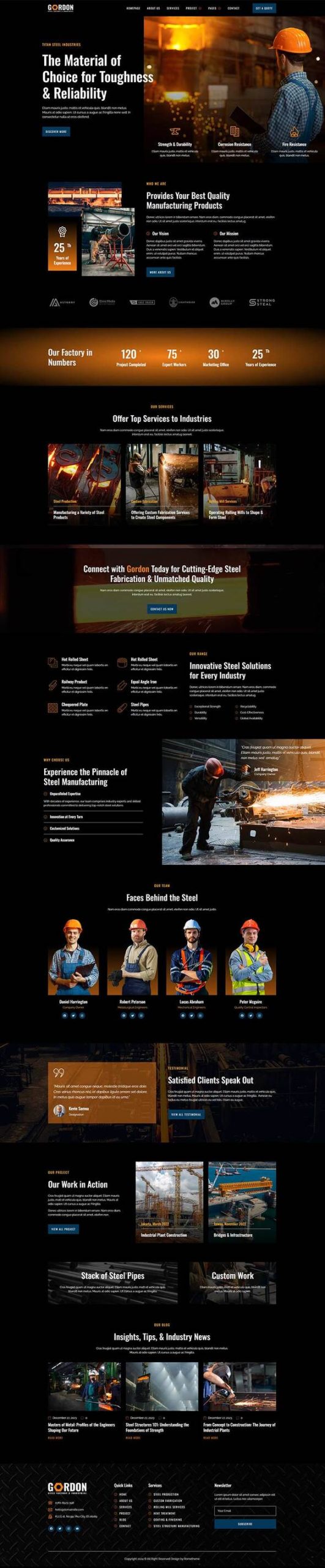 Gordon - Steel Factory & Industrial Plant Manufacturing Elementor Template Kit