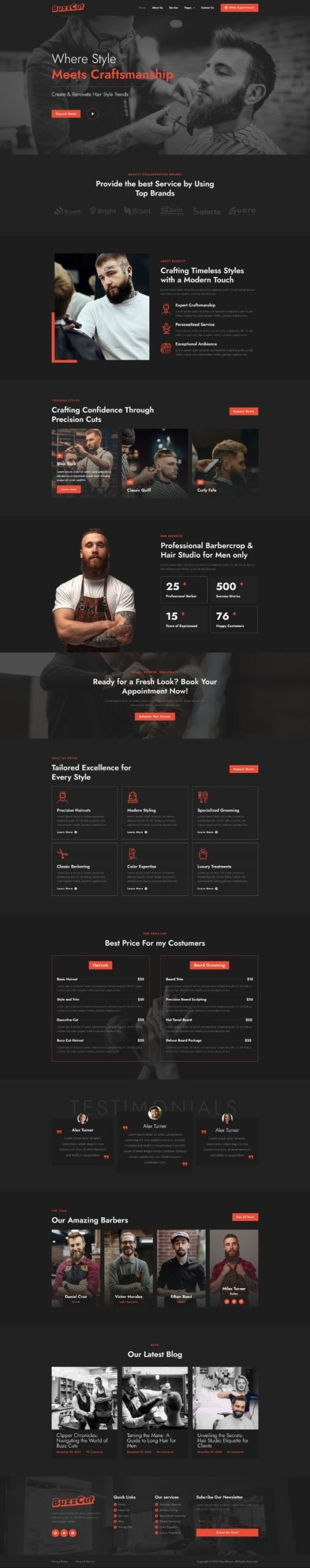 Product preview supplied for Buzzcut - Barbershop & Hair Studio Elementor Pro Template Kit