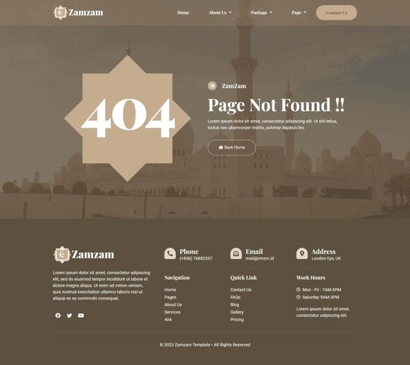 Zamzam - Umrah & Hajj Tour Travel Elementor Template Kit
