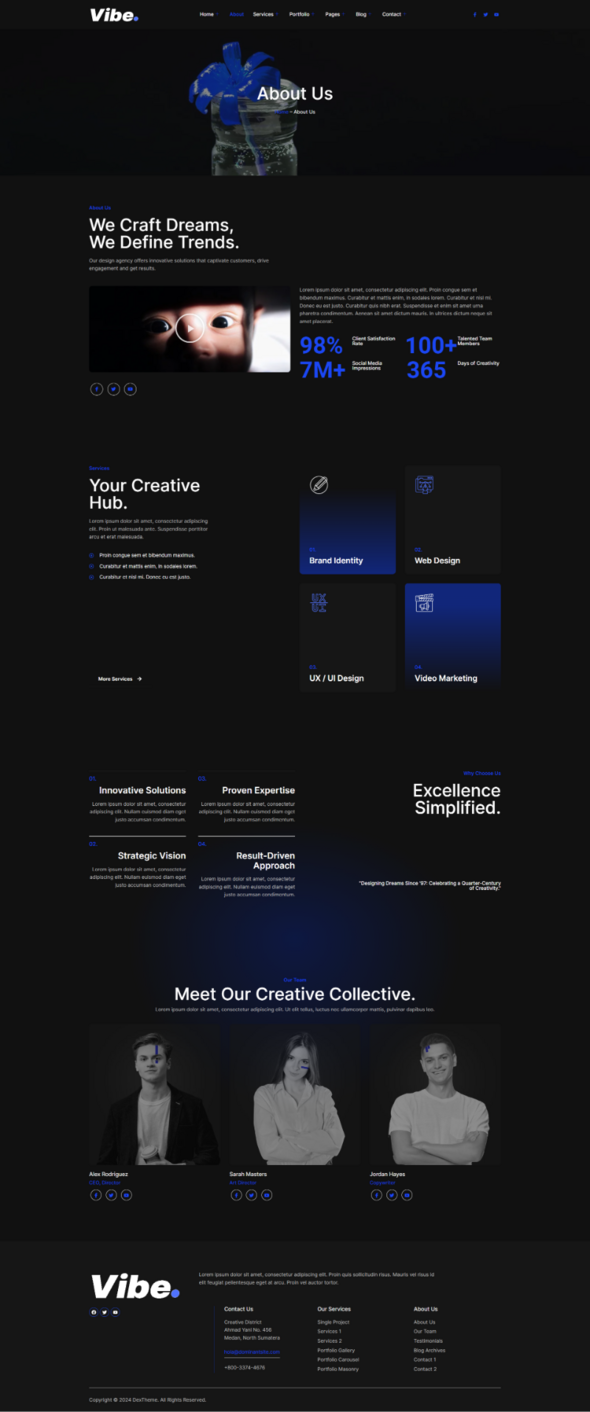 Vibe - Dark Digital Creative Agency & Portfolio Elementor Template Kit