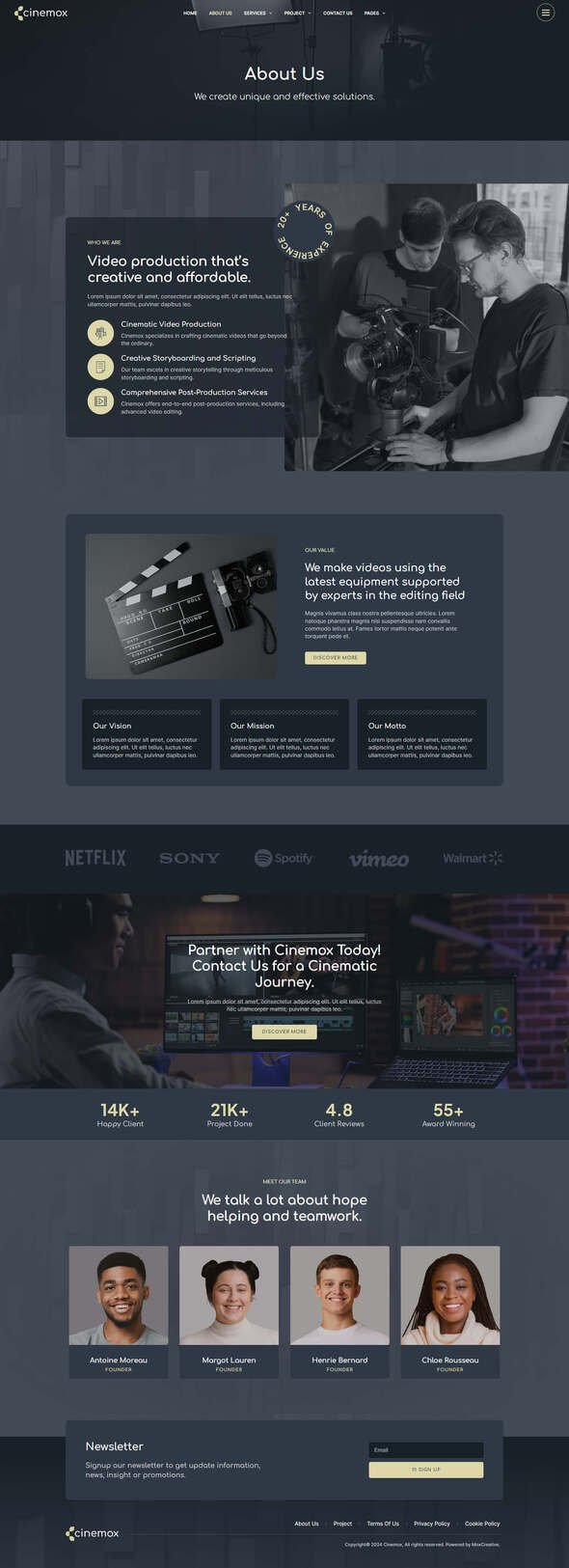 Cinemox - Video Production Company Elementor Pro Template Kit