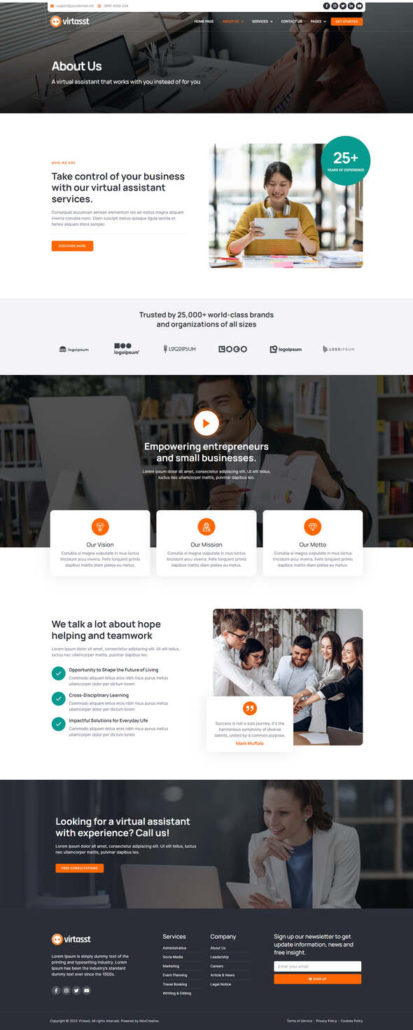 Virtasst - Virtual Assistant Service Elementor Template Kit