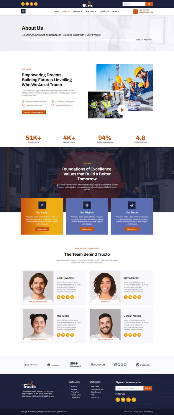 Tructo - Construction Service & Building Elementor Pro Template Kit