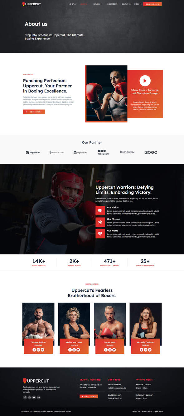 Uppercut - Boxing School & Martial Arts Elementor Pro Template Kit