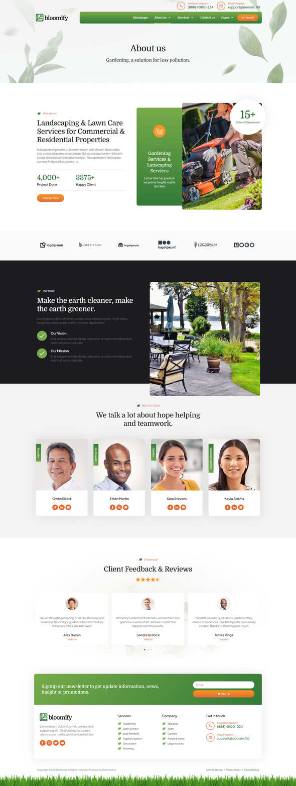 Bloomify - Gardening & Landscape Service Elementor Template Kit listing image