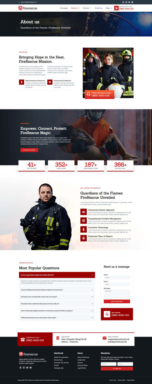 FireRescue - FireFighter & Fire Department Elementor Template Kit