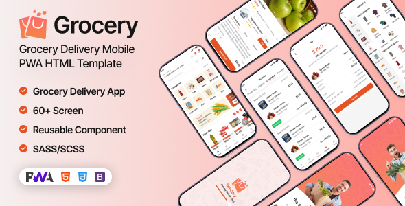 Grocery | Delivery Mobile PWA HTML Template listing image