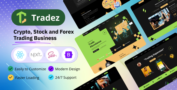 Tradez - Forex and Stock Broker React Next JS  Template