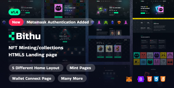 Bithu - NFT Minting/Collection Landing Page HTML5 Template