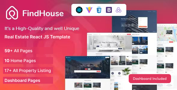 FindHouse - Real Estate React JS Template (React 19) product preview