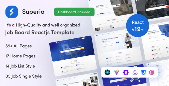 Superio – Job Portal & Job Board ReactJS Template (React 19) listing image