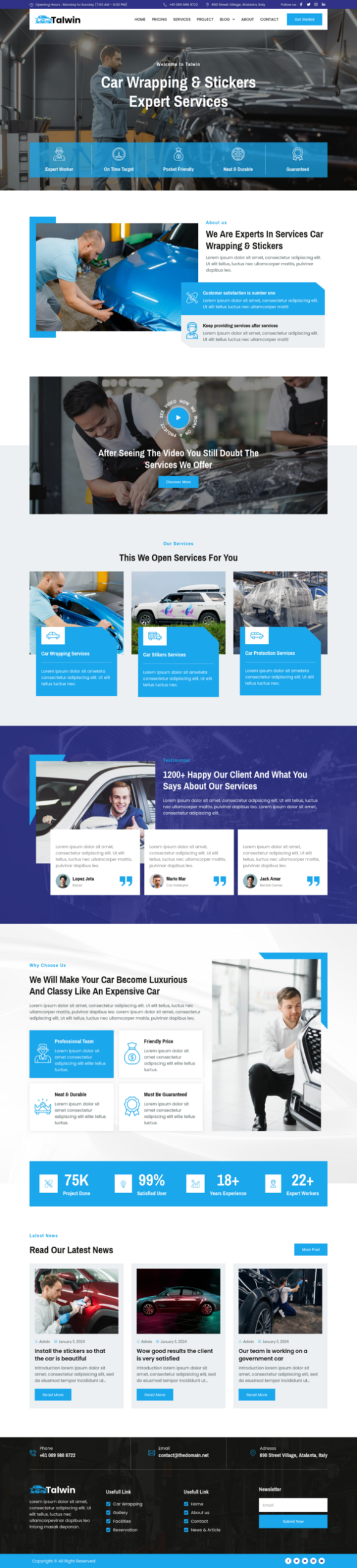 Talwin - Car Wrapping & Stickers Elementor Pro Template Kit
