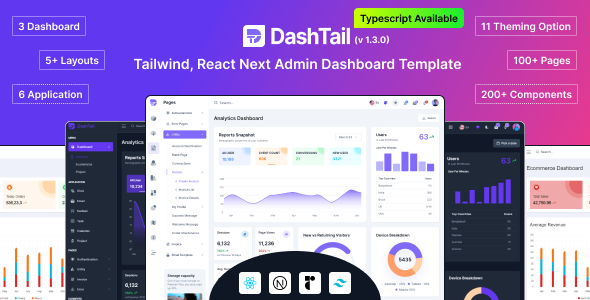 DashTail - Tailwind, React Next Admin Dashboard Template with shadcn-ui