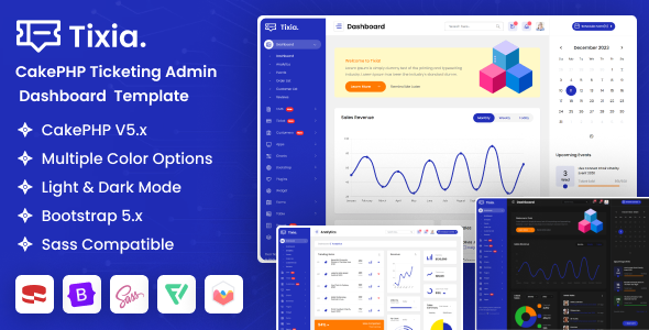 Tixia - CakePHP Ticketing Admin Dashboard Template