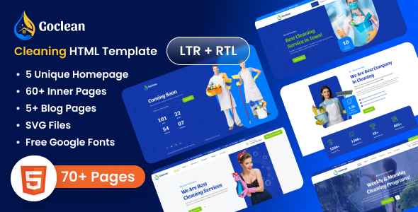 Multipurpose Cleaning Service and Renovation HTML Template | Go Clean (LTR + RTL)