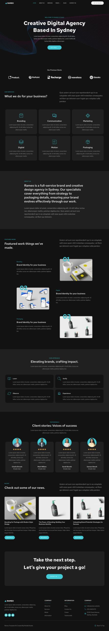 Rameo - Dark Digital Agency Elementor Template Kit