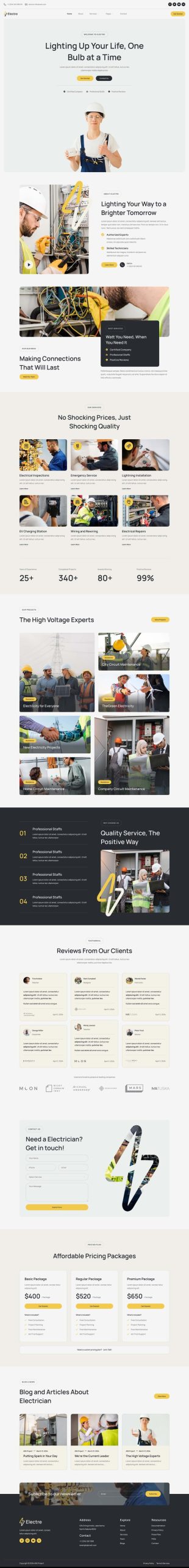 Electre - Electrician & Electrical Services Elementor Template Kit