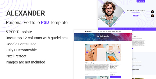 Preview image for Alexander – Personal Portfolio PSD Template