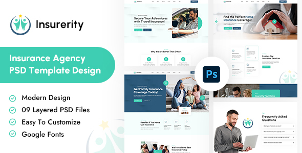 Insurerity | Insurance Agency PSD Template product preview