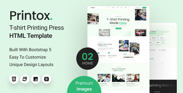 Printox- T-shirt Printing Press HTML Template listing image