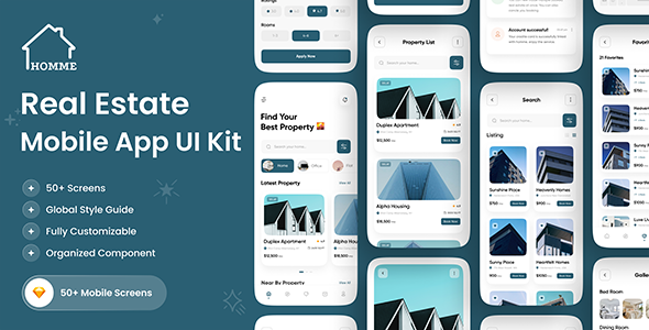 HOMME- Real Estate App UI Kit For Sketch