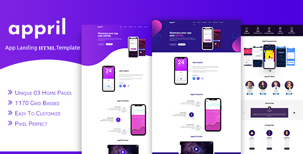 Preview image for Appril - App Landing HTML Template