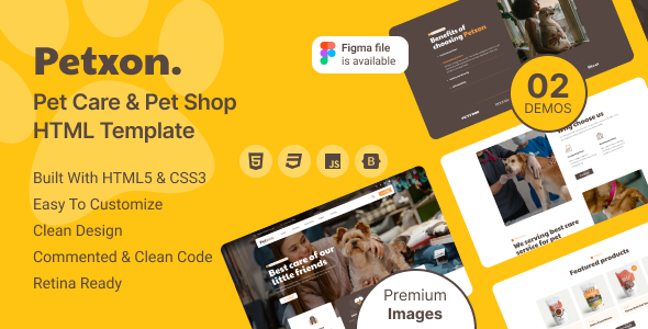 Preview image for Petxon - Pet Care & Pet Shop HTML Template
