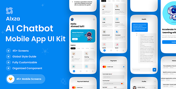 Alxza - AI Chatbot Mobile App Kit For Sketch