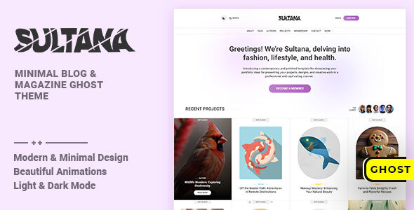 Product preview supplied for Sultana - Blog & Magazine Ghost Theme