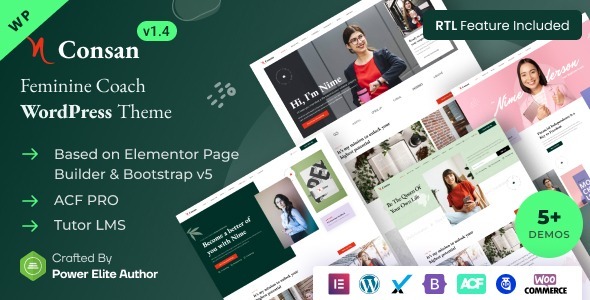 Consan - Feminine Coach & Consulting WordPress Theme product preview
