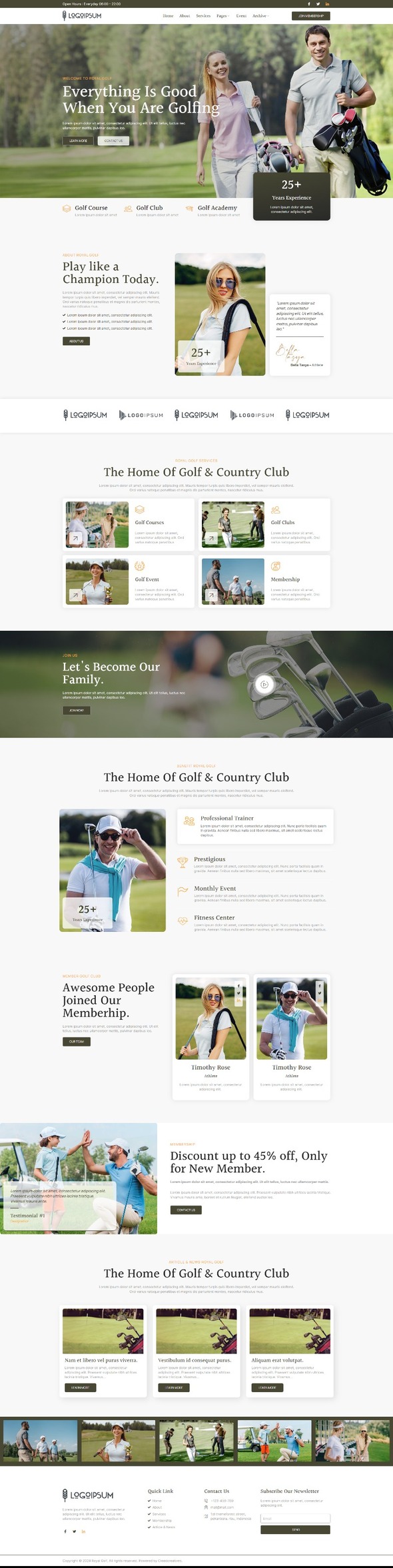 Royal Golf - Golf Club & Course Elementor Pro Template Kit