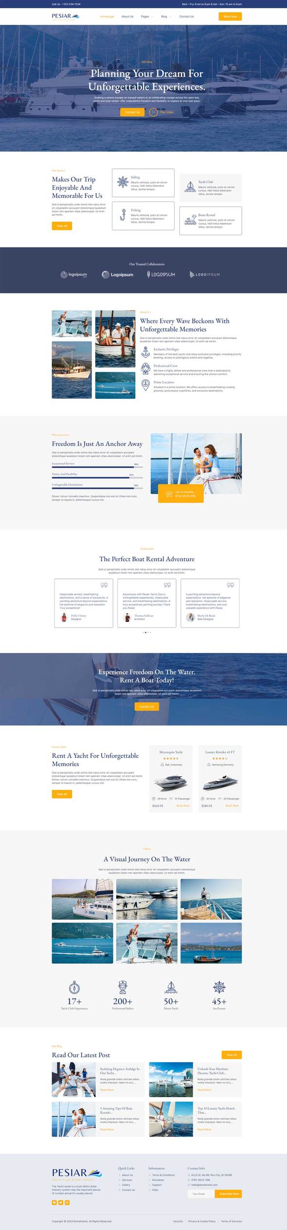 Pesiar - Yacht Club & Boat Rental Elementor Template Kit