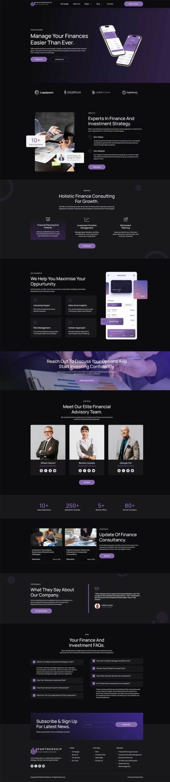 Partnership - Finance & Investment Consultant Elementor Template Kit