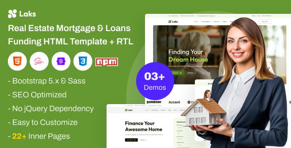Laks - Real Estate Mortgage & Loans HTML Template