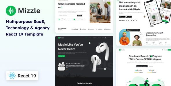 Mizzle - Multipurpose SaaS, Technology & Agency React 19 Template product preview