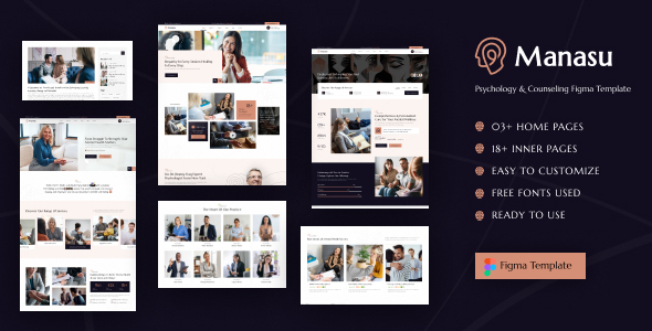 Manasu - Psychology and Counseling Website UI Figma Template