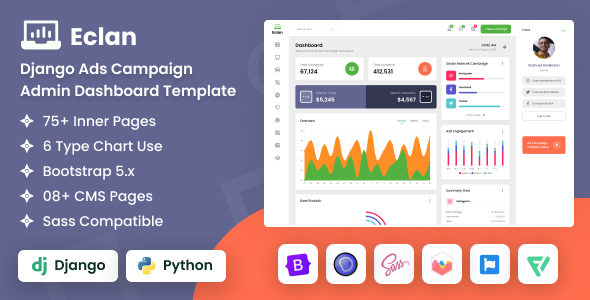 Eclan - Django Ads Campaign Admin Dashboard Template