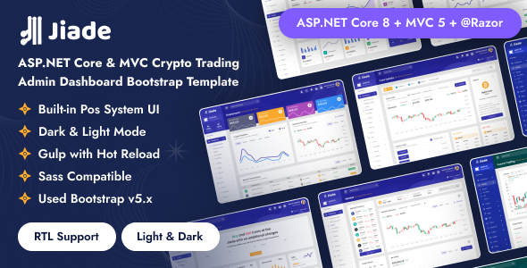 Jiade - ASP.NET Core & MVC Crypto Trading Admin Dashboard Bootstrap Template listing image