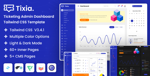 Tixia - Tailwind CSS Ticketing Admin Dashboard Template