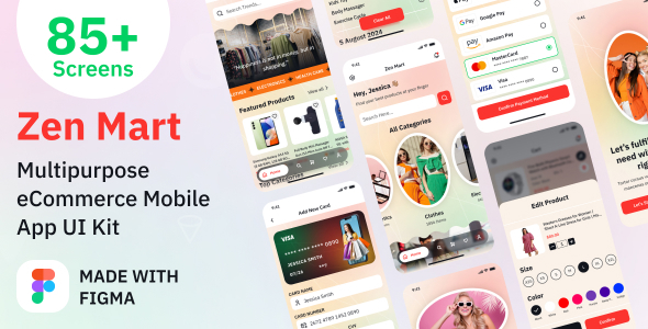 Product preview supplied for Multipurpose eCommerce Store Mobile App UI Kit Figma Template - Zen Mart