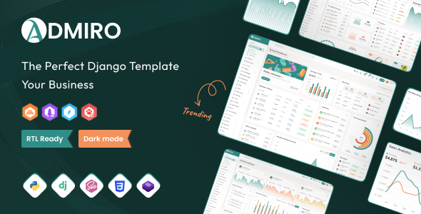 Product preview supplied for Admiro – Django Admin & Dashboard Template