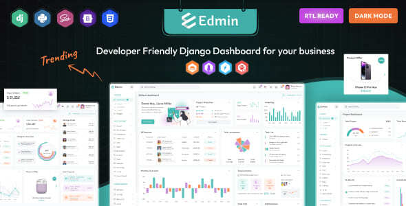 Product preview supplied for Edmin – Django Admin & Dashboard Template