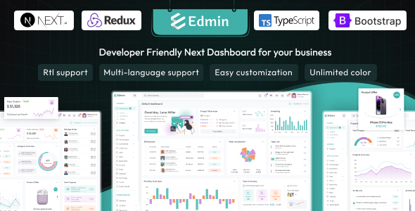 Preview image for Edmin – React Nextjs Admin & Dashboard Template