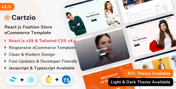 Cartzio - React 19 Multipurpose eCommerce Template (Javascript & Typescript)