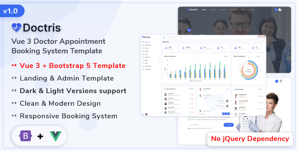 Doctris - Vue 3 Doctor Appointment Booking System & Admin Dashboard Template