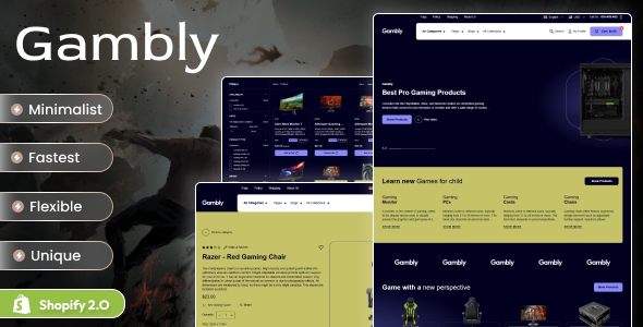 Product preview supplied for Gambly - Multipurpose Gaming Shopify 2.0 theme