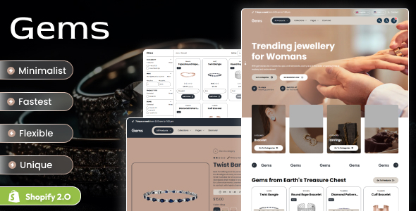 Gems - Jewelry Diamond Responsive Shopify 2.0 Theme